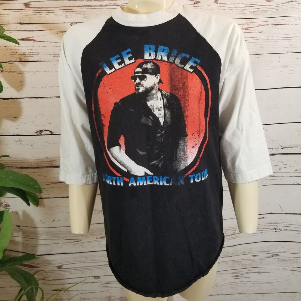 Vtg Alstyle T-shirt‎ Tee Lee Brice N. American Tour Graphic Print Jersey Medium